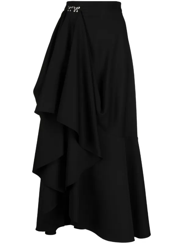 Alexander McQueen Asymmetric Draped Wool Skirt Farfetch