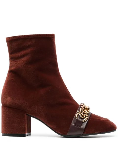 chain-link suede ankle boots