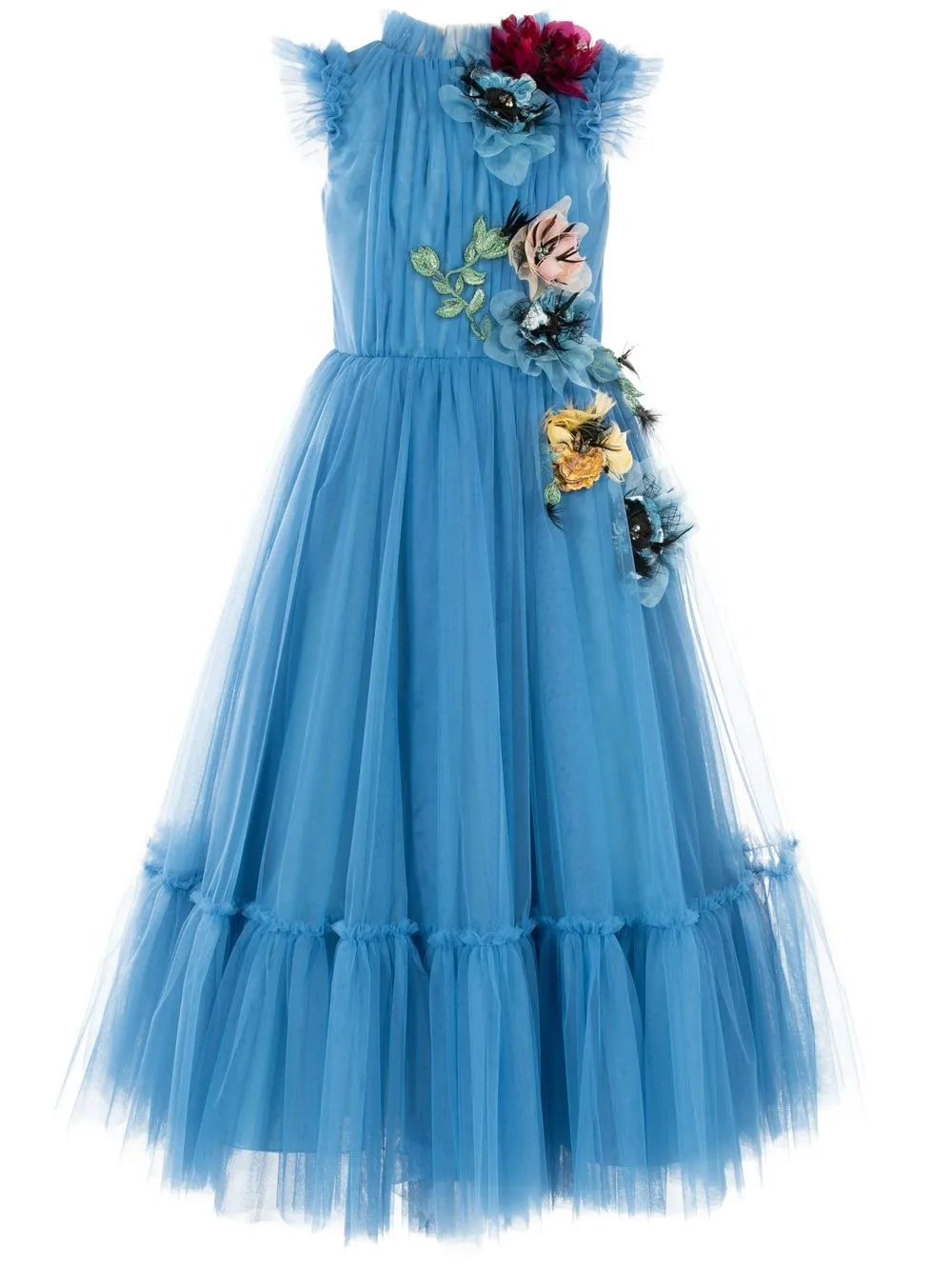 

MARCHESA KIDS COUTURE flower-embellished tulle gown - Blue