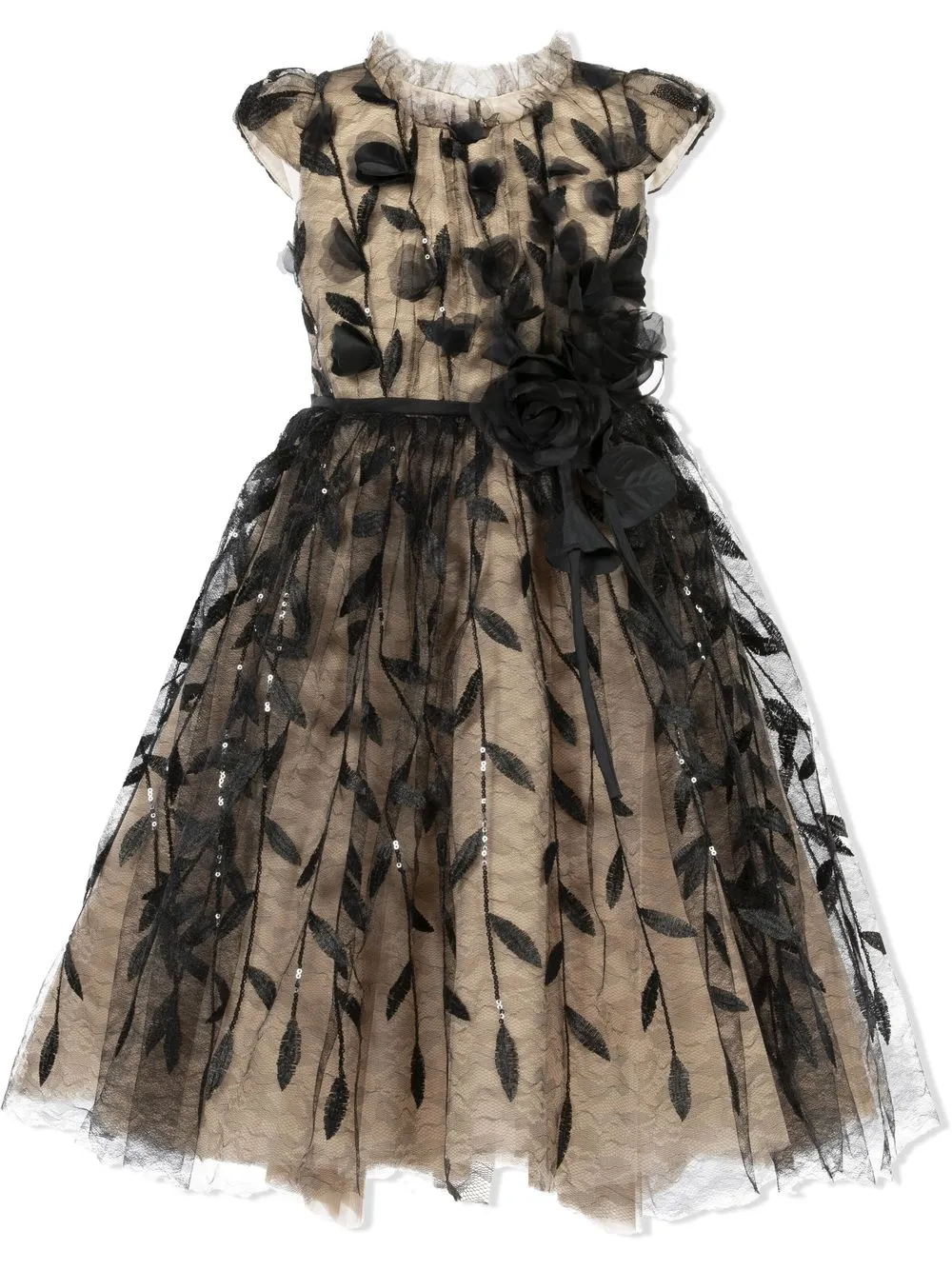 

MARCHESA KIDS COUTURE floral-appliqué overlay dress - Black