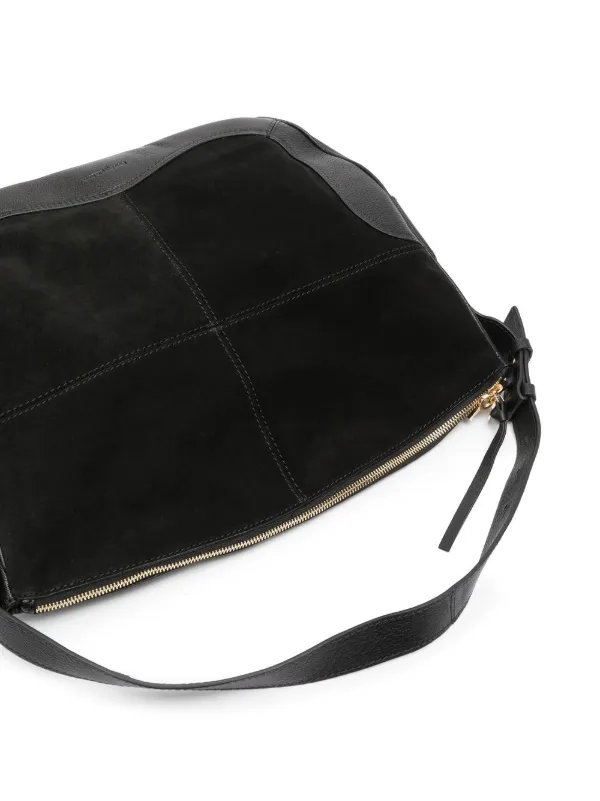 Black suede messenger online bag