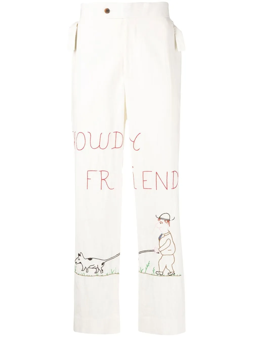 

BODE embroidered cropped trousers - White