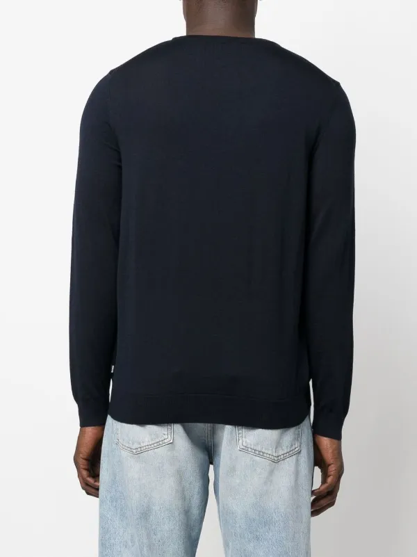 BOSS Crew Neck Pullover Sweater Blue FARFETCH VN