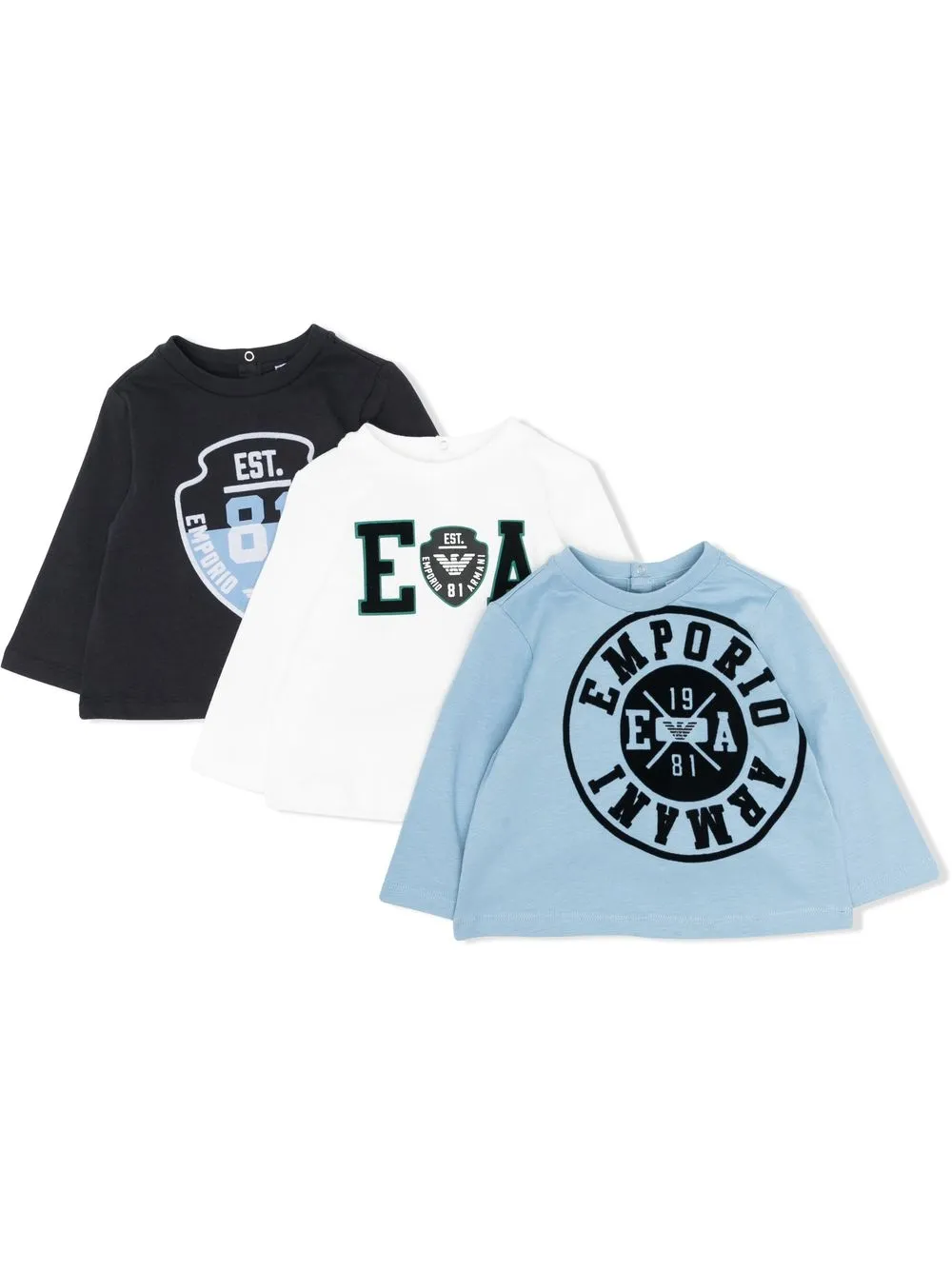 

Emporio Armani Kids pack of three graphic-print T-Shirts - Blue