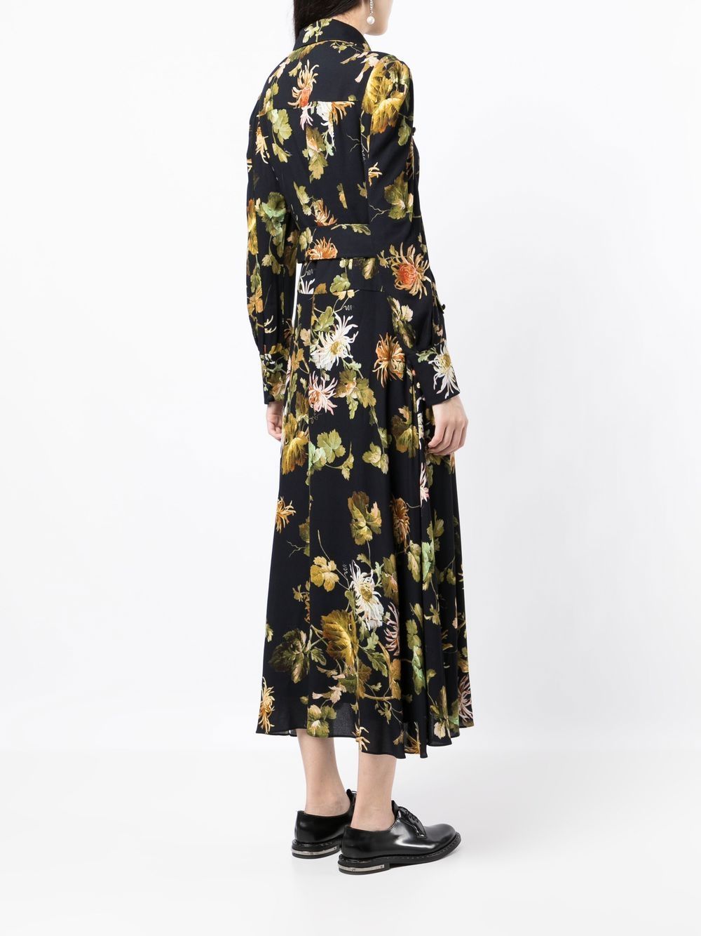 Shop Erdem Floral-print Shirt Dress In Black