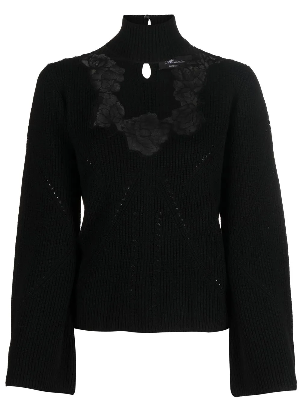 

Blumarine top tejido con detalle de encaje - Negro