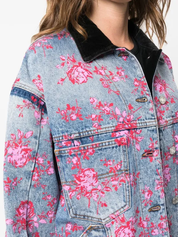 Flower print denim jacket | labiela.com