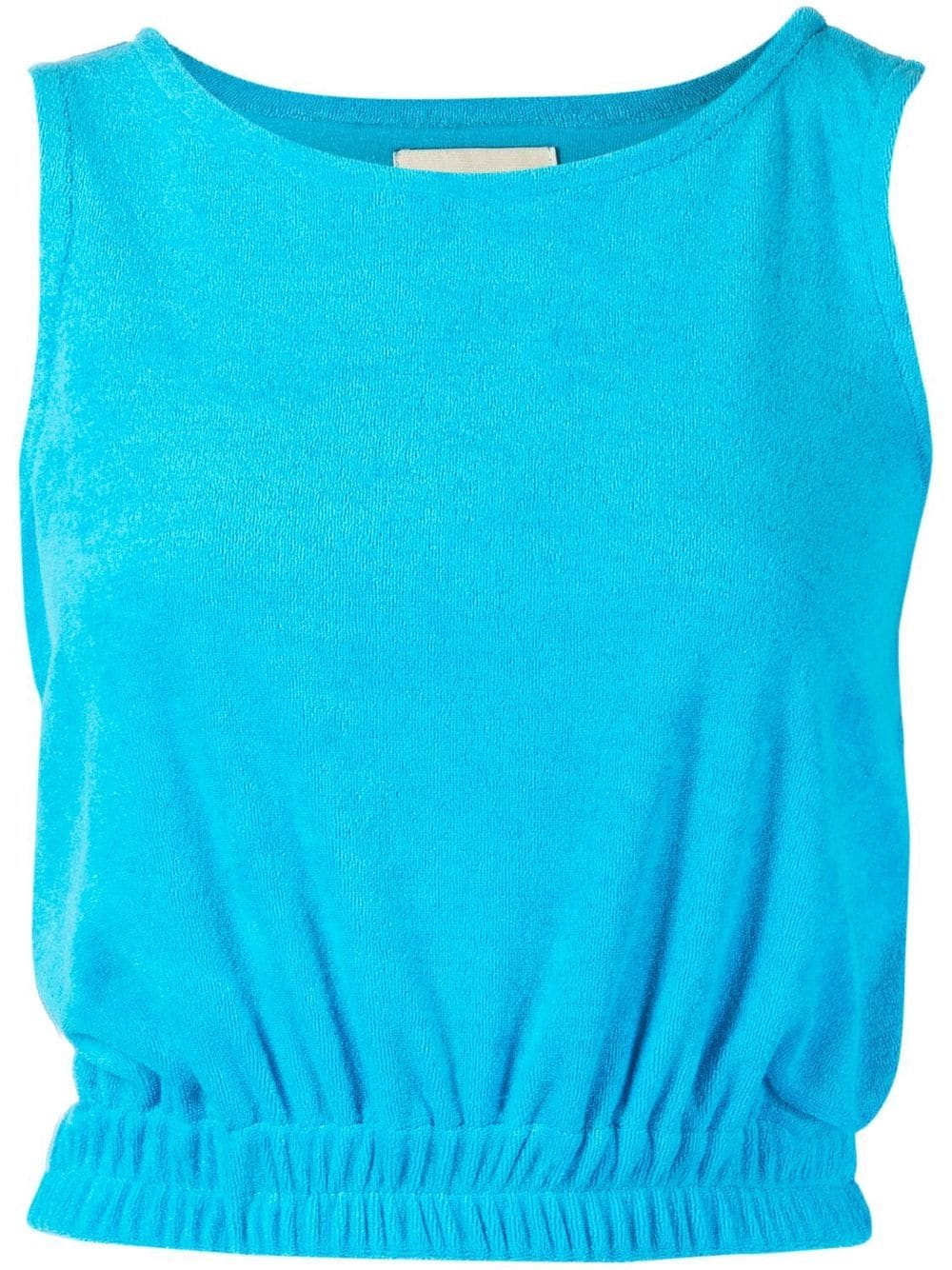 sleeveless towelling-effect top
