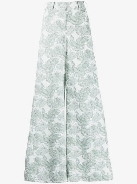 Bambah palm leaf-print wide-leg trousers