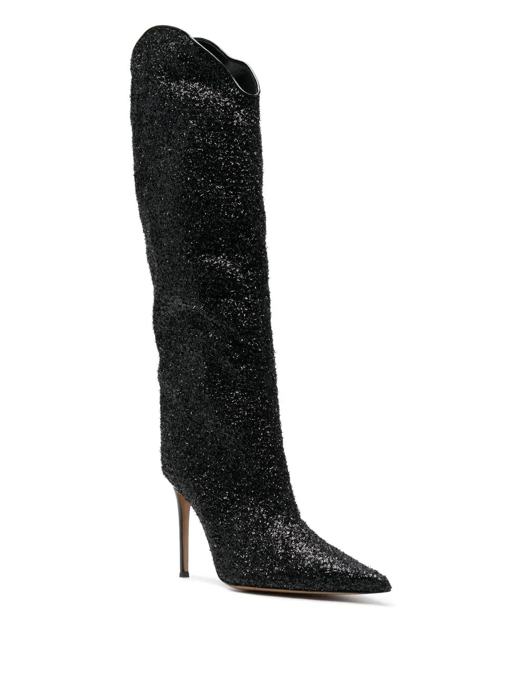 Alexandre Vauthier 110mm sequin knee-high boots - Black