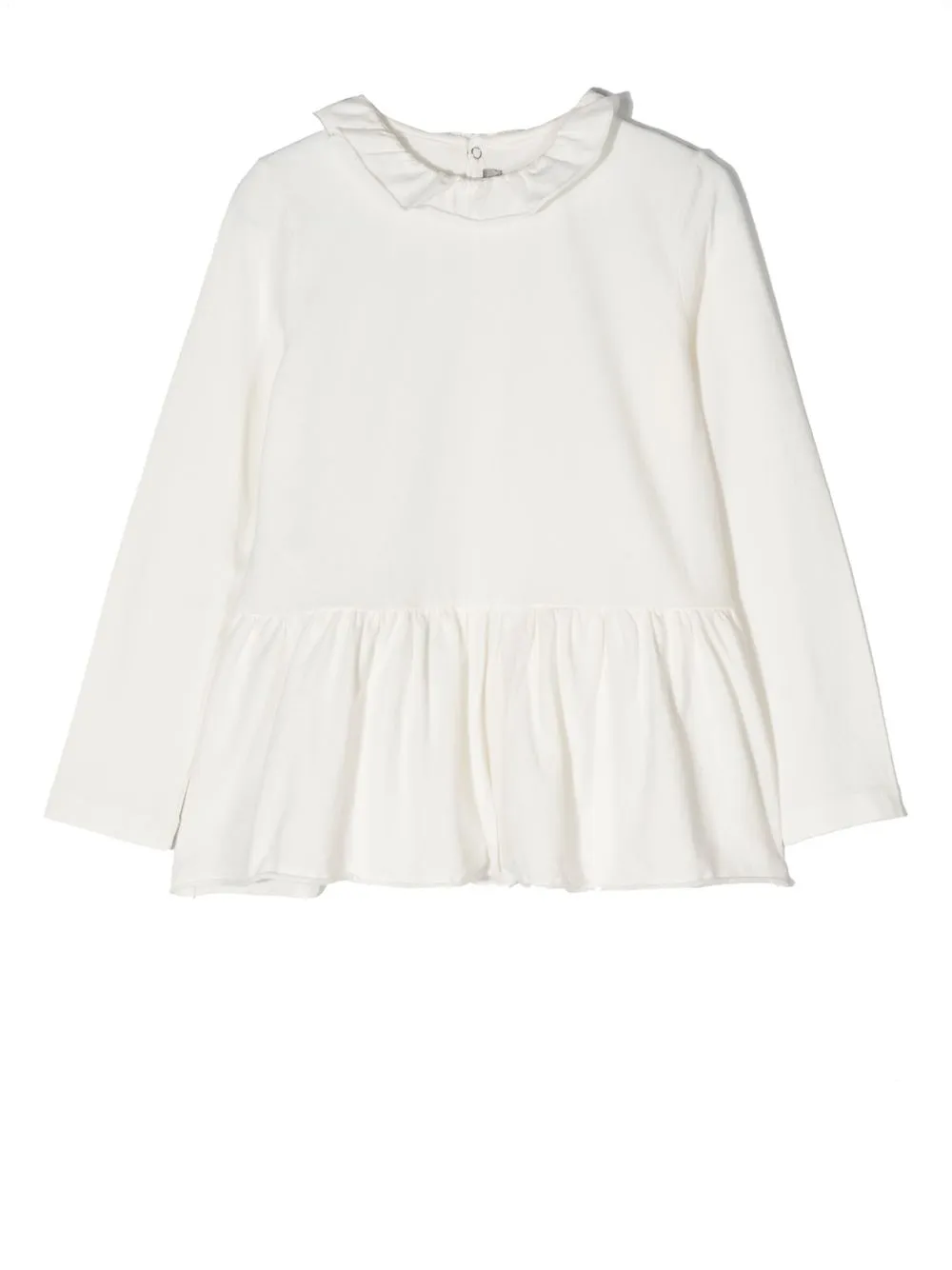 

Il Gufo blusa con dobladillo peplum - Blanco