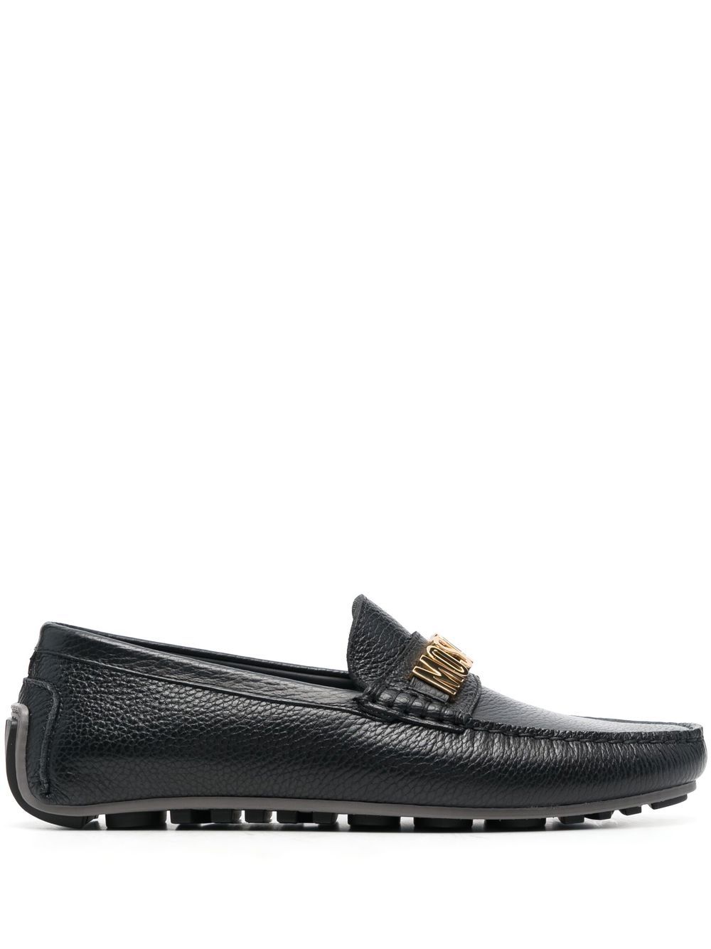 Moschino logo-plaque detail loafers - Black