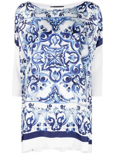 Dolce & Gabbana blusa con estampado Mayólica