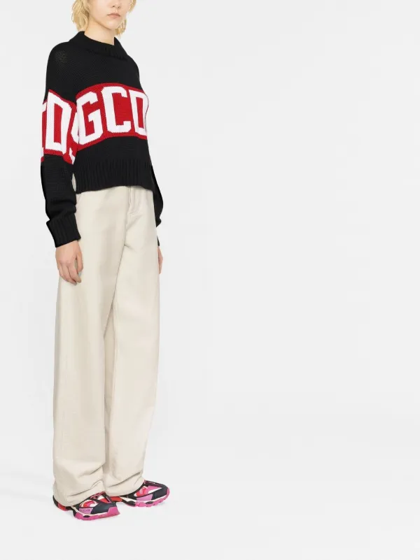 GCDS インターシャニット セーター | ブラック | FARFETCH JP 