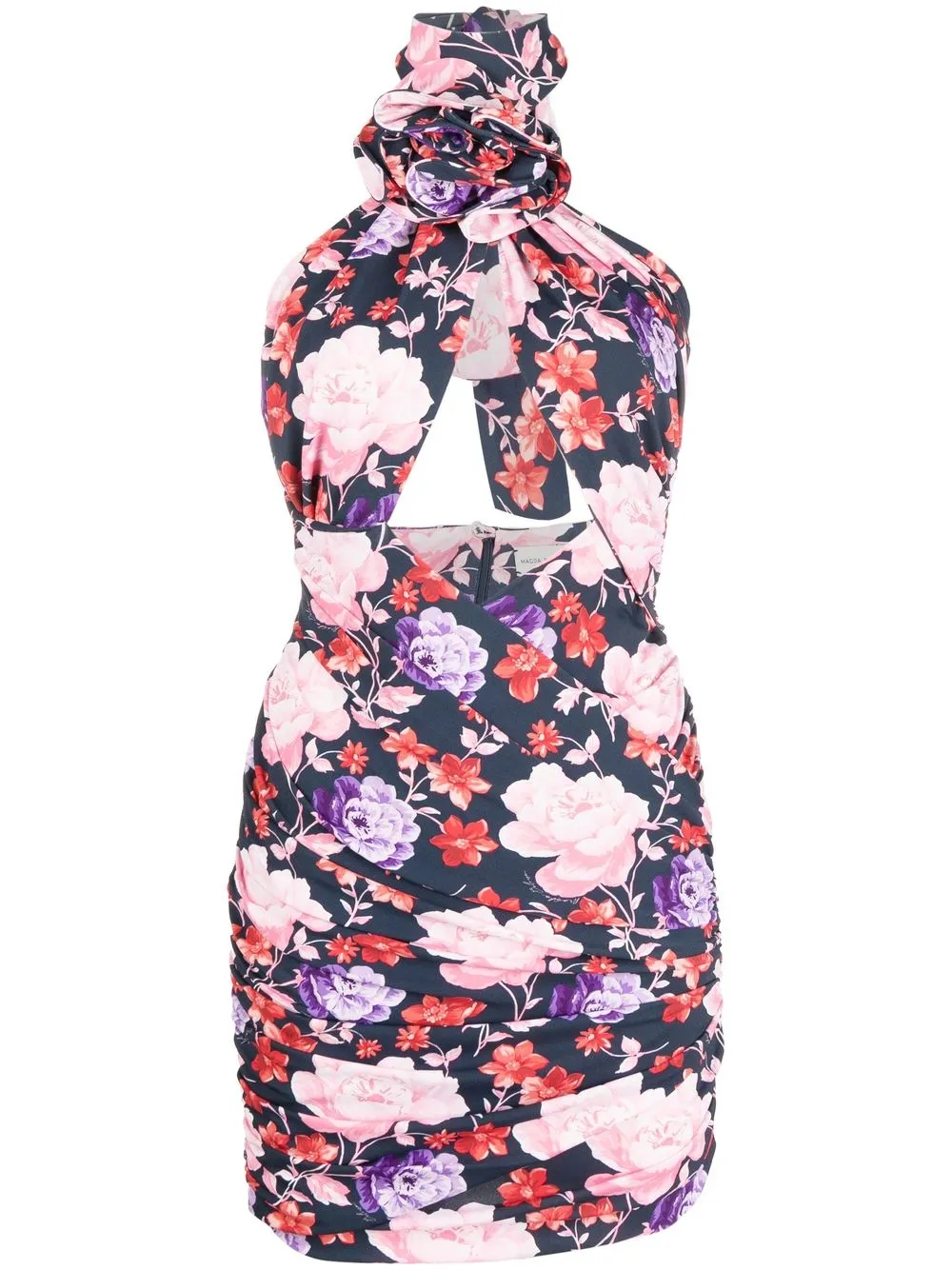 

Magda Butrym ruched cut-out floral-print dress - Blue