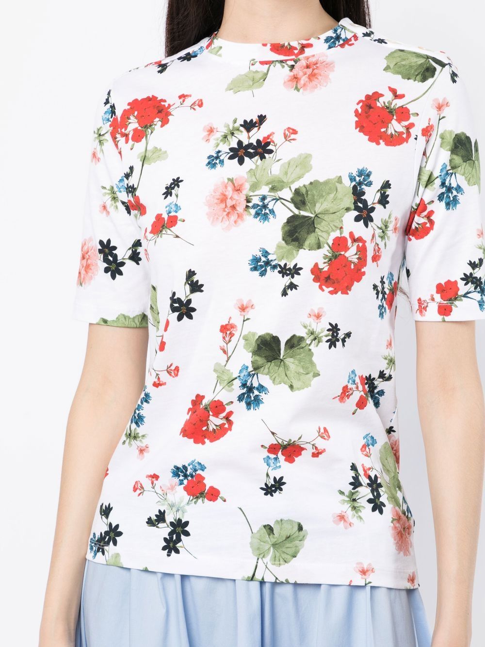 White Floral Print Burnout T-Shirt