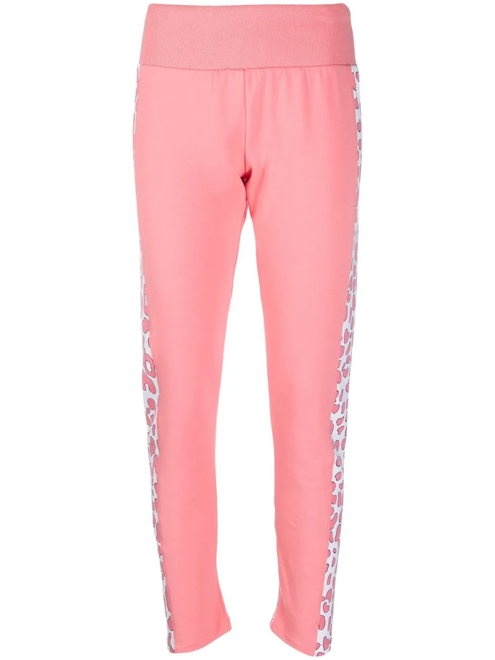 

Moschino leopard print-stripe joggers - Pink