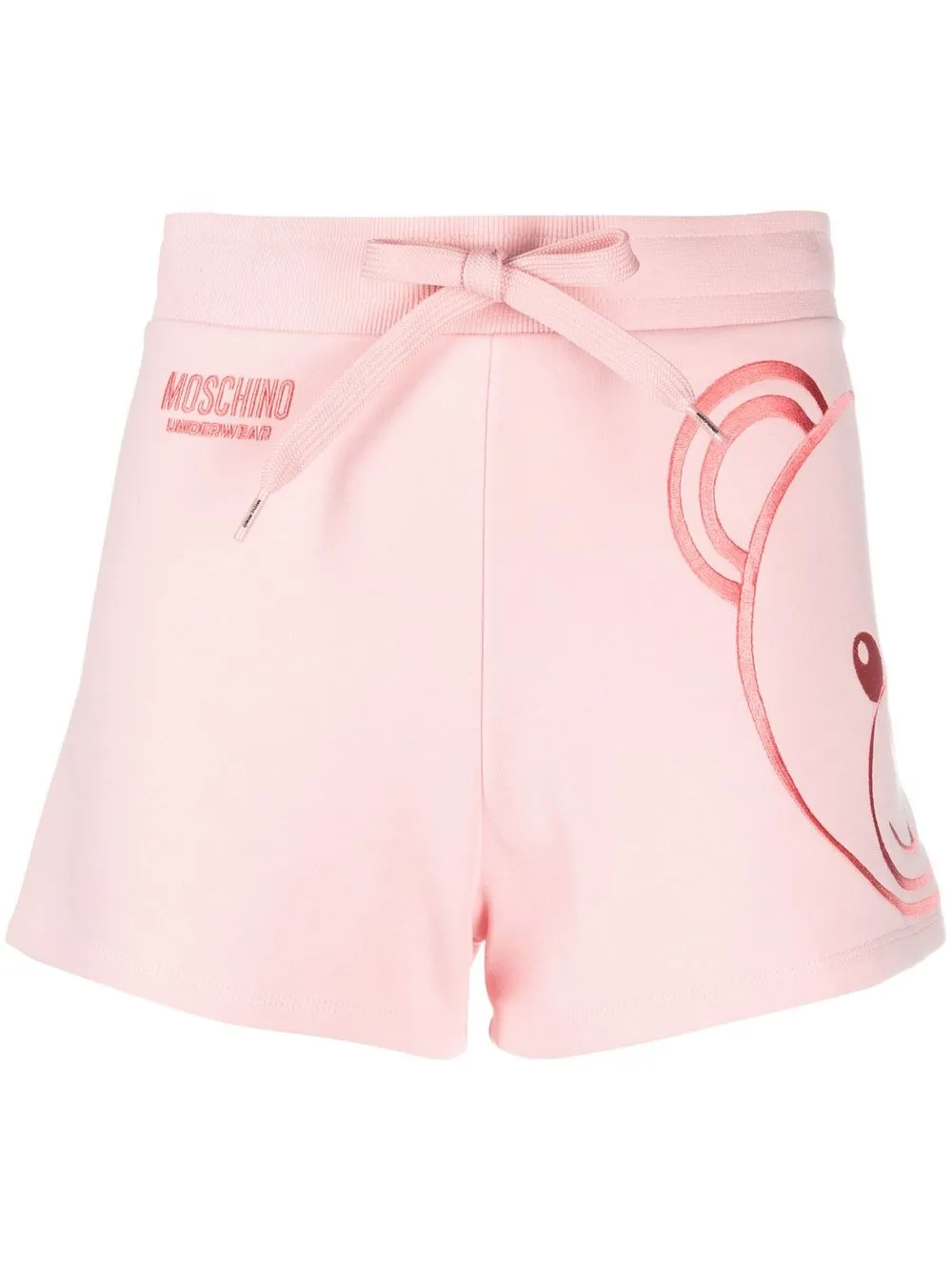 

Moschino shorts con cordones y logo bordado - Rosado