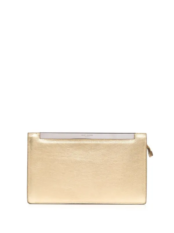 Ysl gold metallic discount clutch