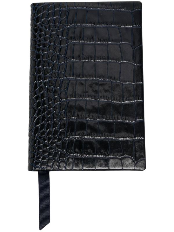 BLACK CROCO Leather Designer Passport Holder, For Office