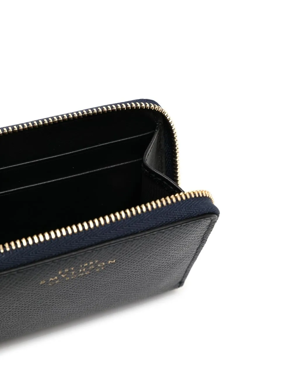Smythson Grained-leather Zipped Purse In Blue