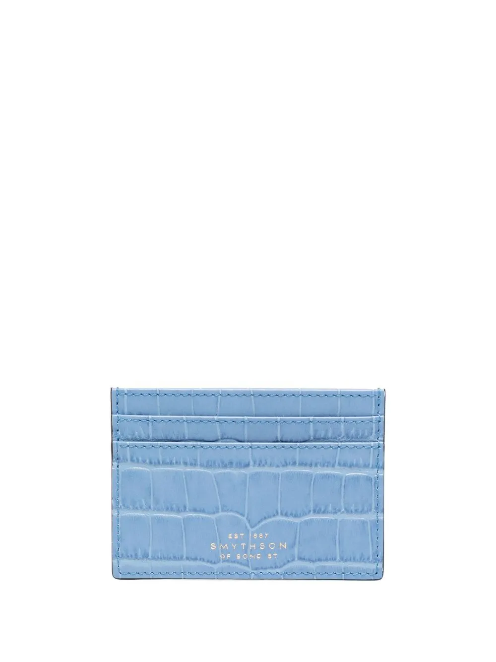 

Smythson tarjetero con efecto de piel de cocodrilo - Azul