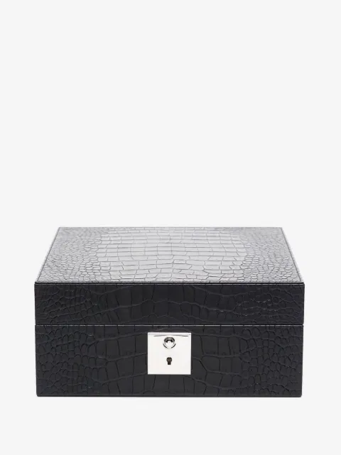 Smythson crocodile-effect leather trinket box