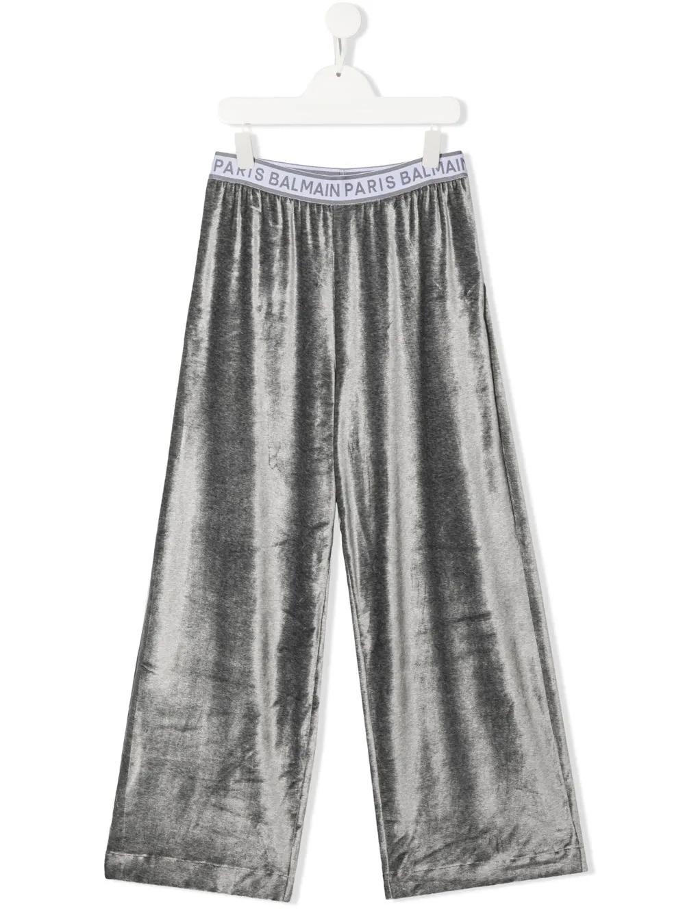 

Balmain Kids pantalones rectos con logo en la pretina - Gris