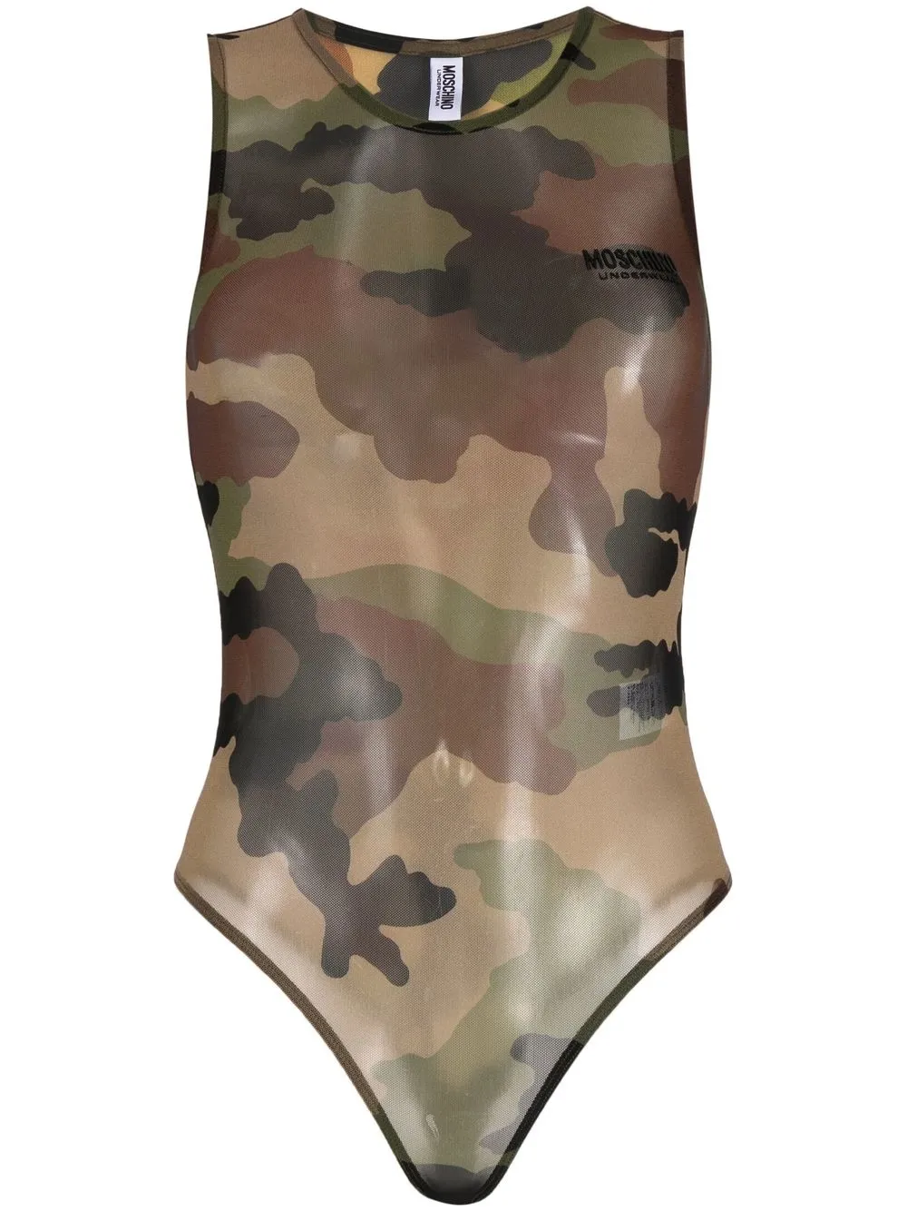 

Moschino camouflage-print mesh bodysuit - Green