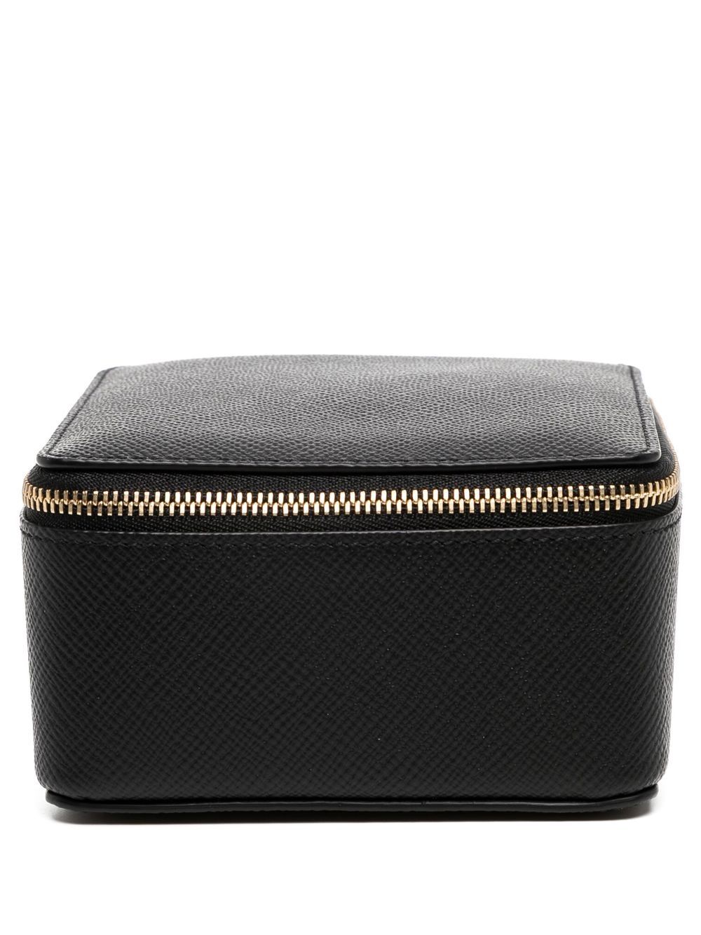 

Smythson logo-stamp zip box - Black