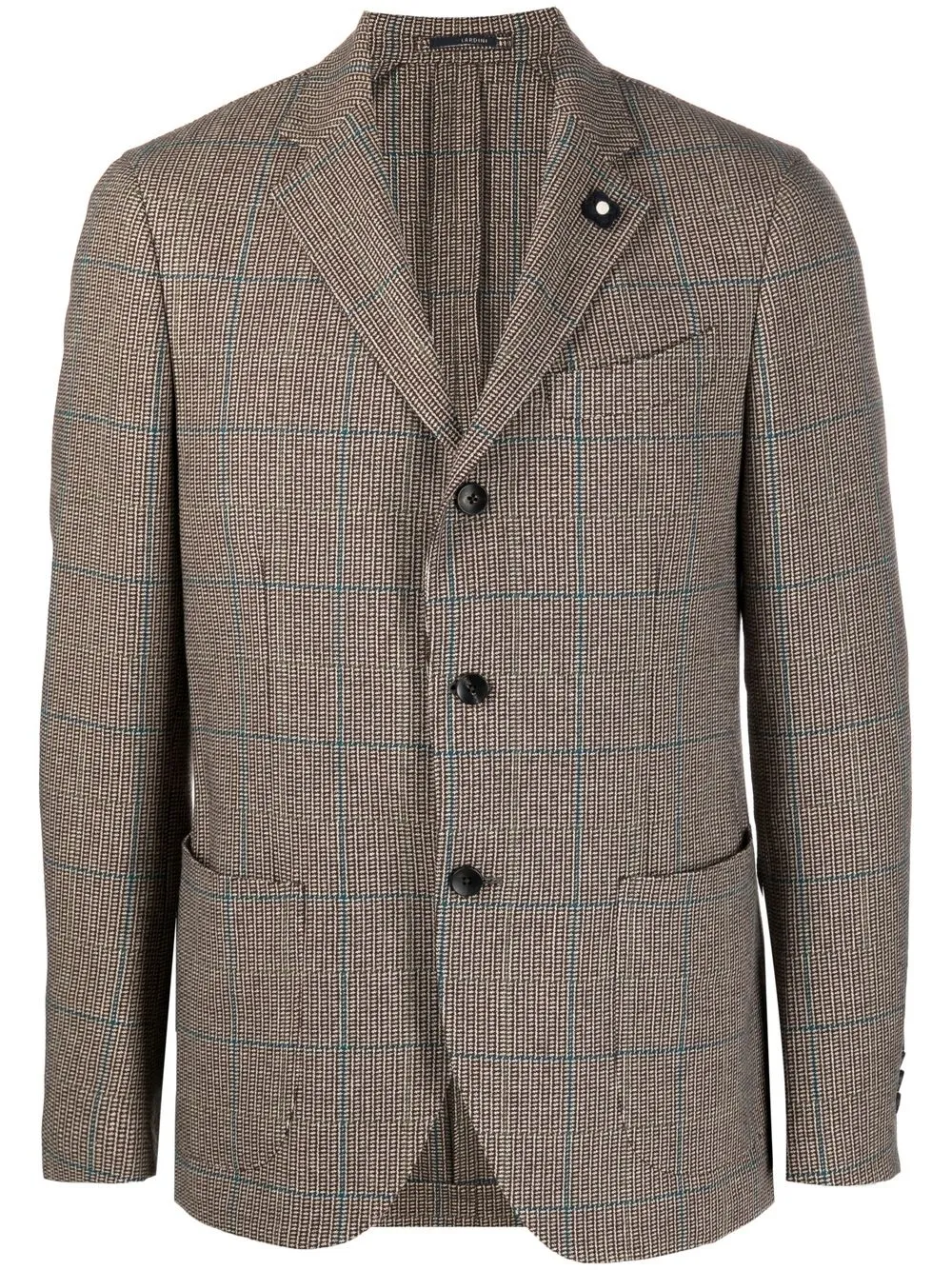 

Lardini check-pattern single-breasted blazer - Brown