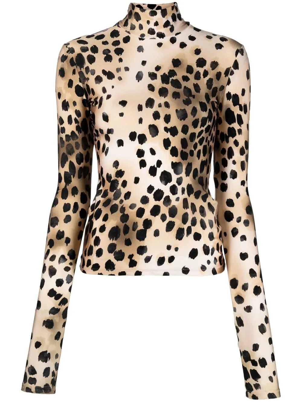 

THE ANDAMANE high-neck animal-print top - Neutrals