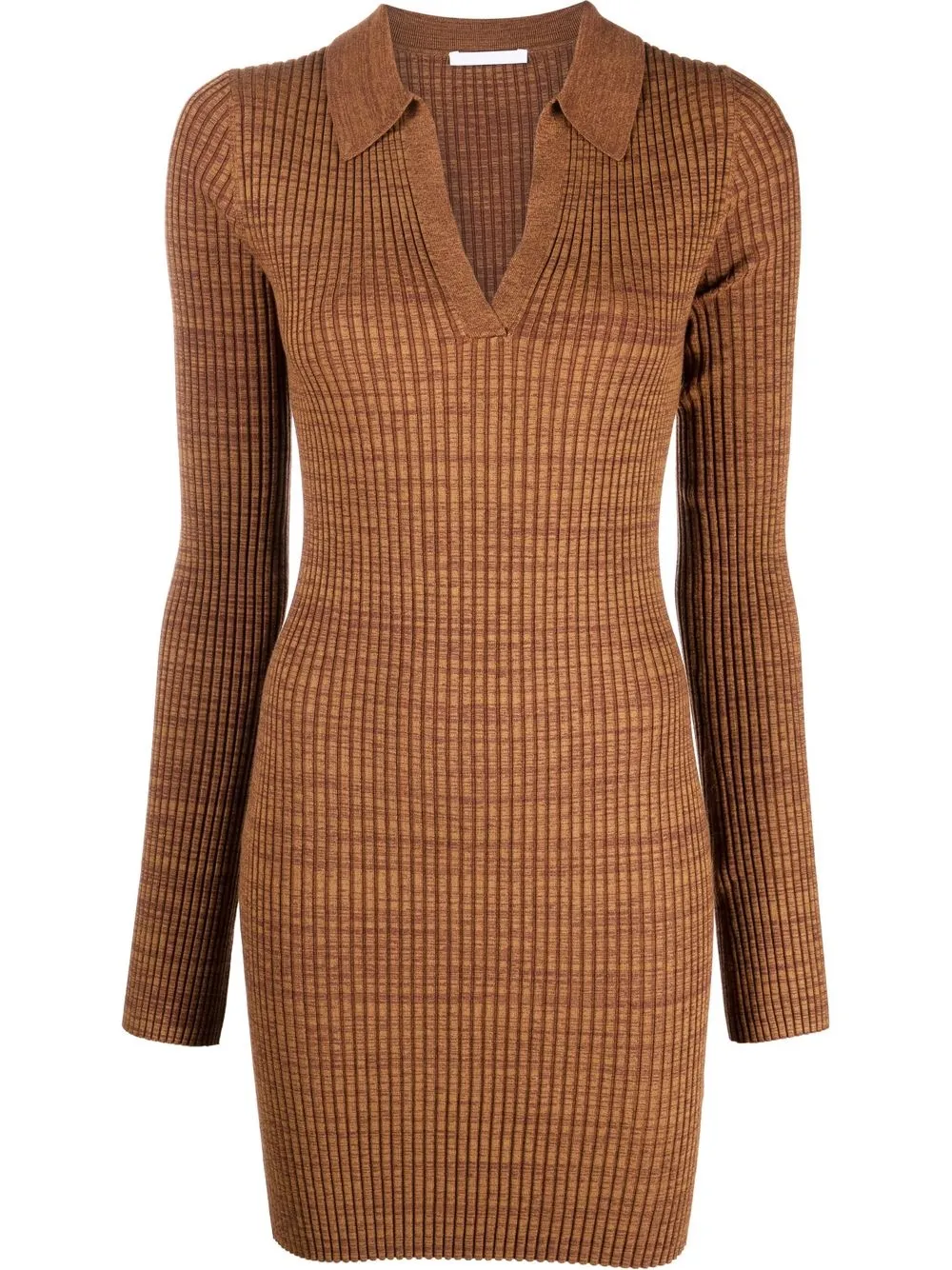 Helmut Lang Marl ribbed-knit long-sleeve Polo Dress - Farfetch