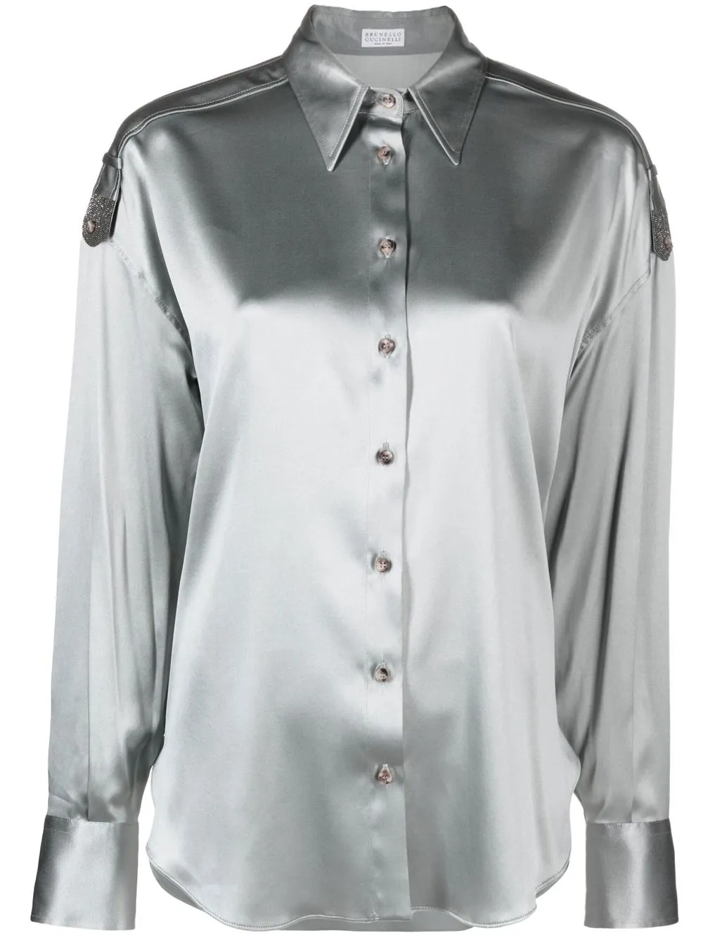 

Brunello Cucinelli camisa con apliques y botones - Gris