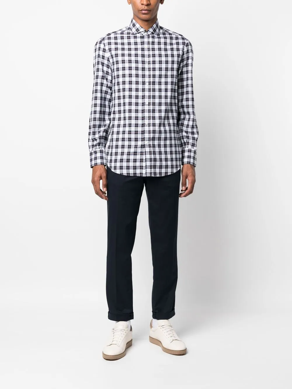  Brunello Cucinelli Hemd Mit Karomuster   Blau 