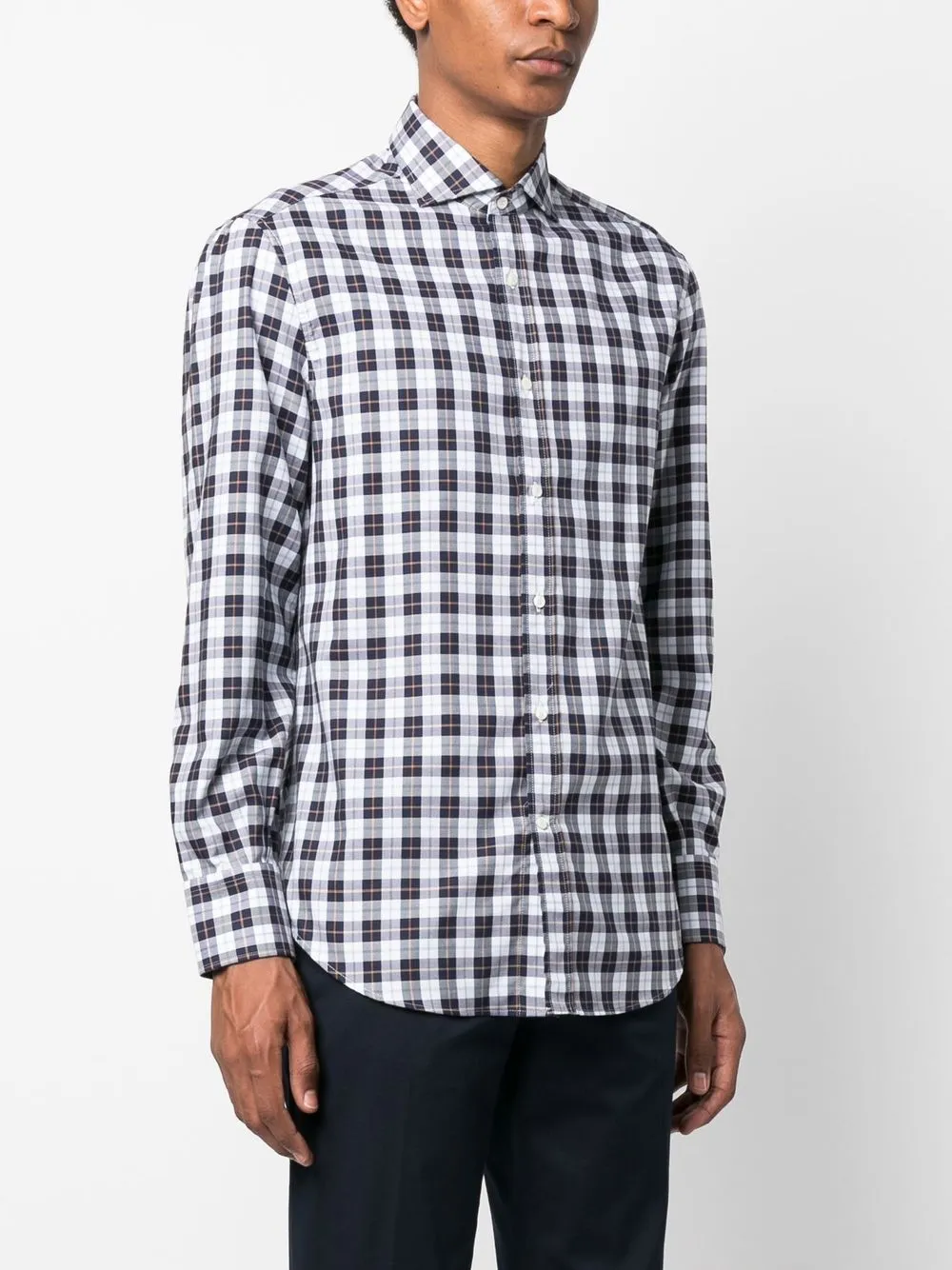  Brunello Cucinelli Hemd Mit Karomuster   Blau 
