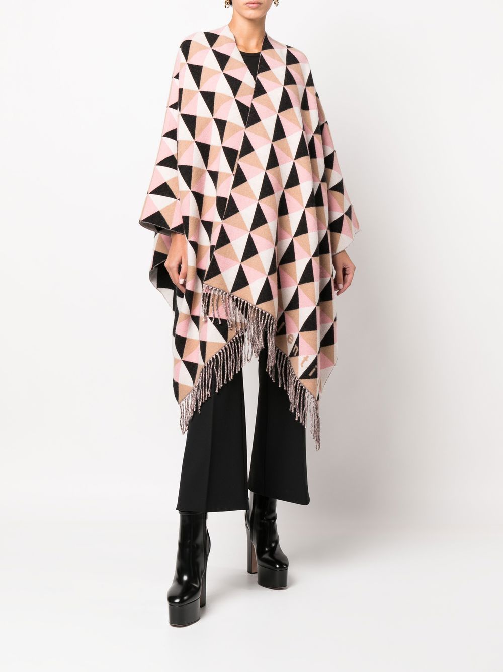 Valentino Garavani Poncho met geometrisch patroon - Roze