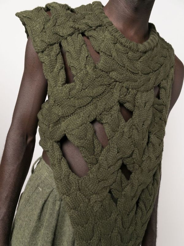 Feng Chen Wang Asymmetric Knitted Vest - ParallaxShops