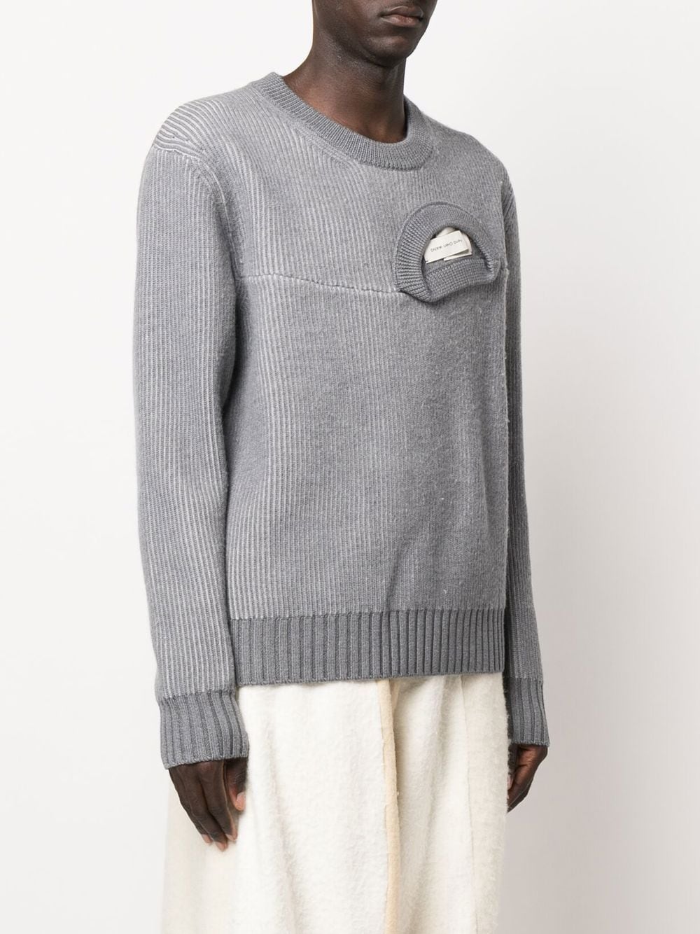 Shop Feng Chen Wang Deconstructed Ribbed Jumper In Grau