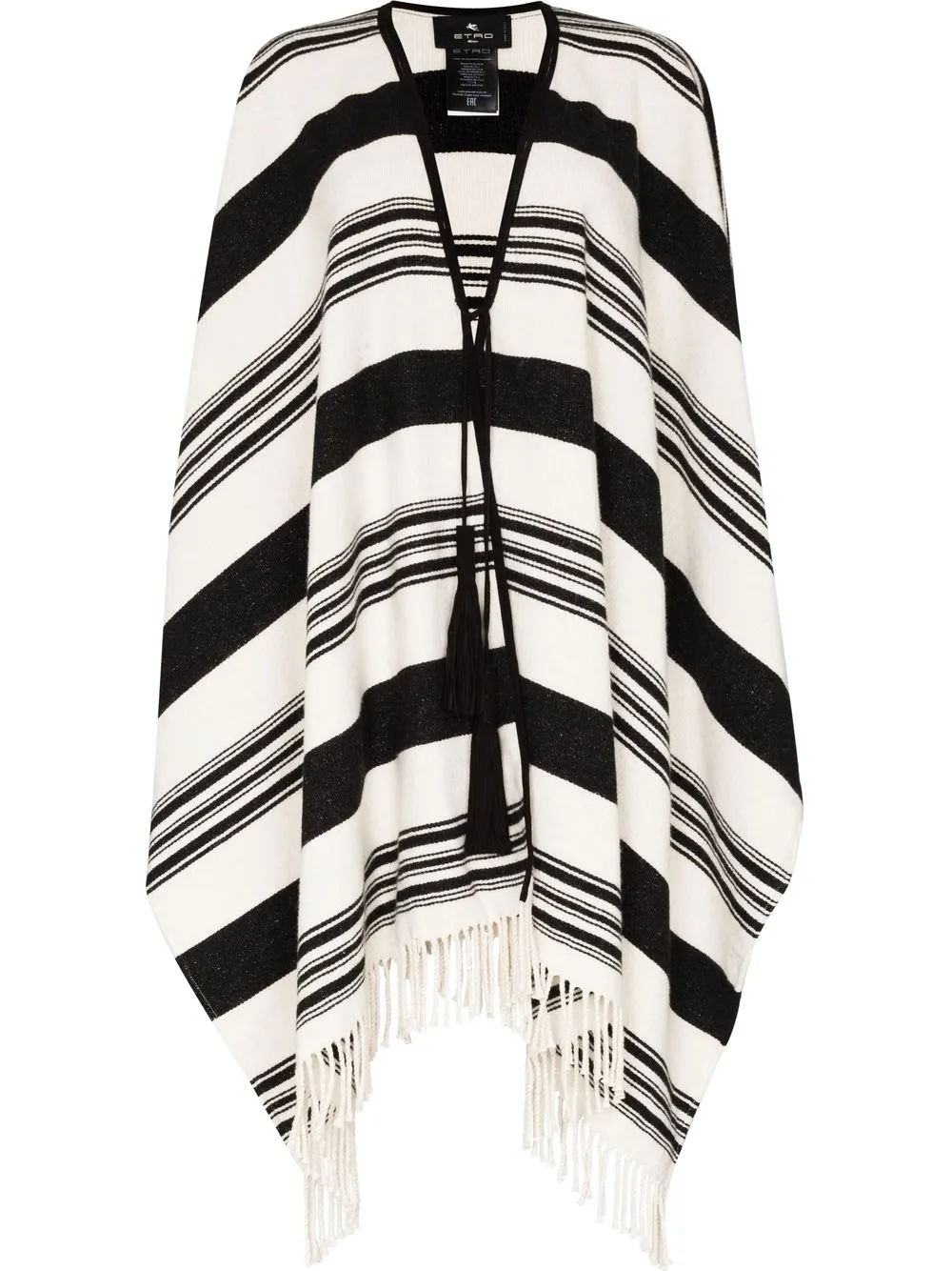 

ETRO striped fringed-edge poncho - Neutrals