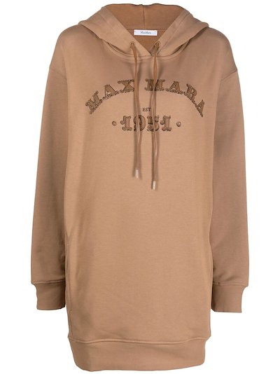 Max Mara (VIP) logo-embroidered cotton hoodie brown | MODES