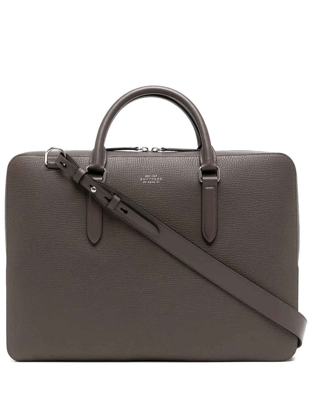 

Smythson top-handle leather laptop bag - Brown