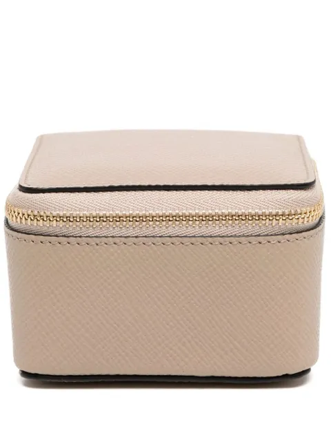 Smythson logo-stamp zip box