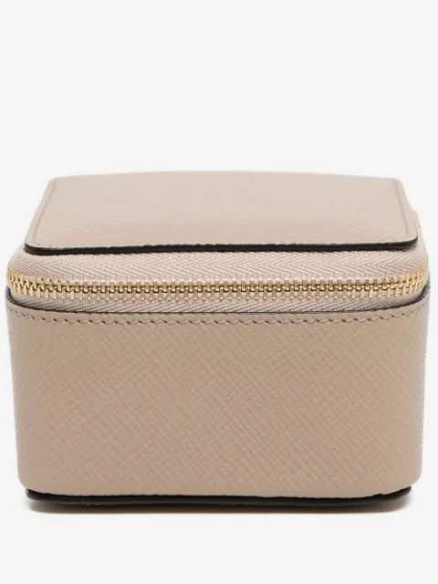 Smythson logo-stamp zip box