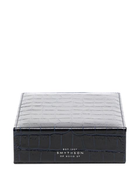 Smythson crocodile-effect leather trinket box