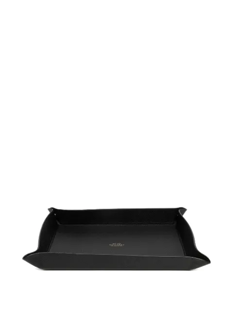Smythson logo-stamp leather tray