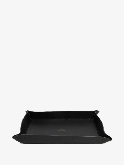 Smythson logo-stamp leather tray