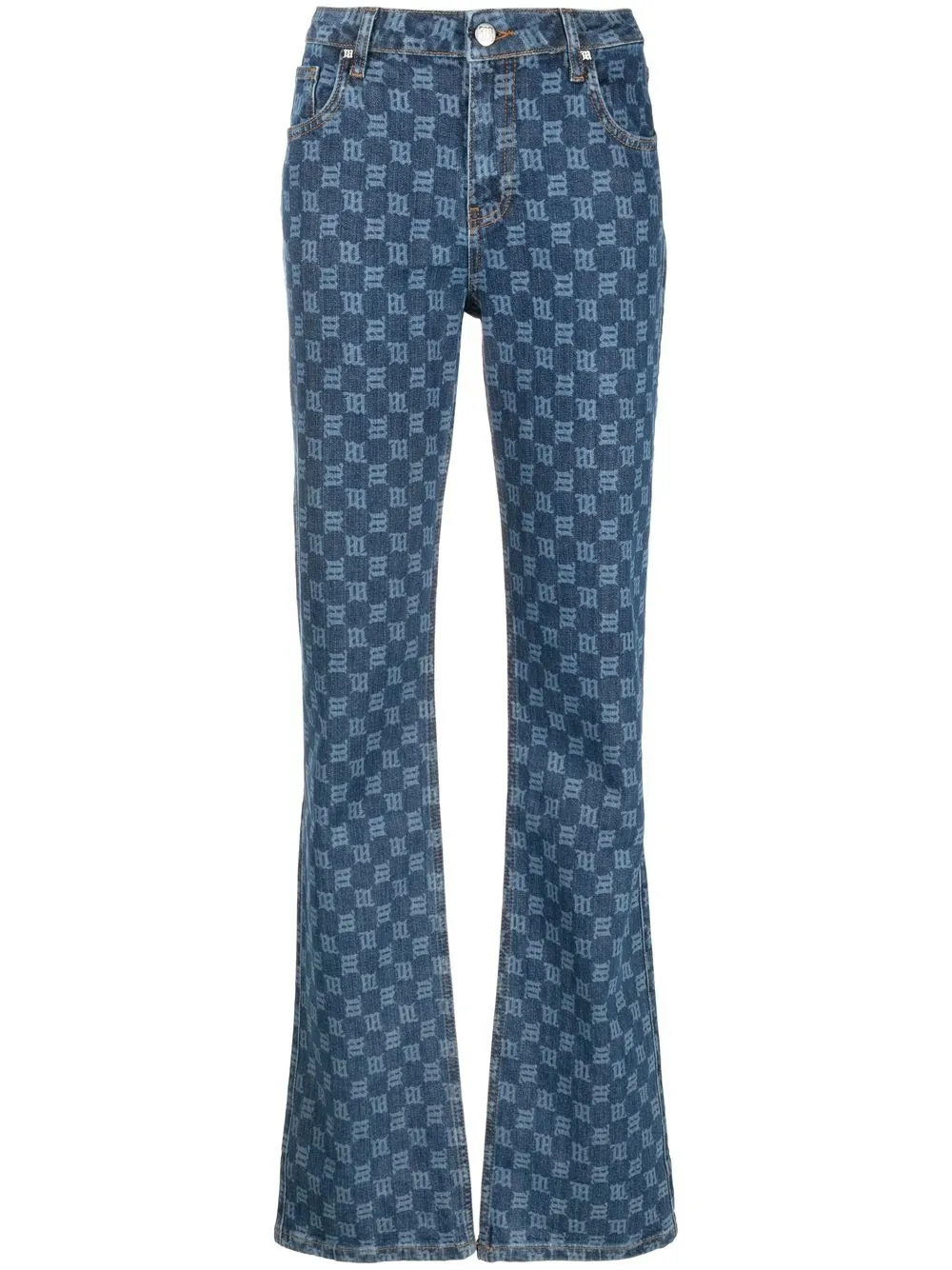 

MISBHV monogram-print flared jeans - Blue