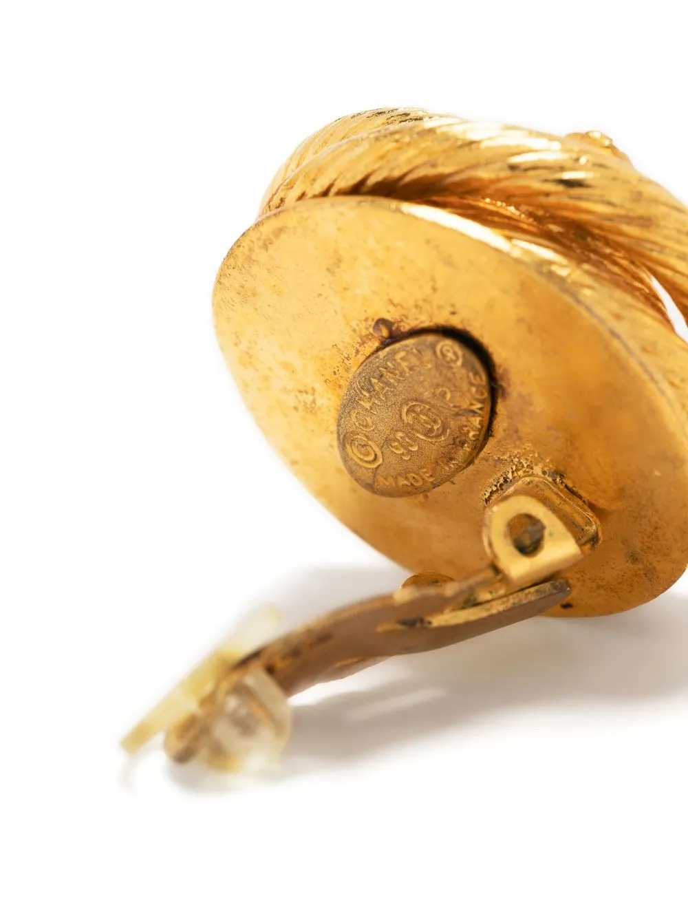 CHANEL Pre-owned 1993 Embellished Faux-pearl Clip-on Earrings In Gold