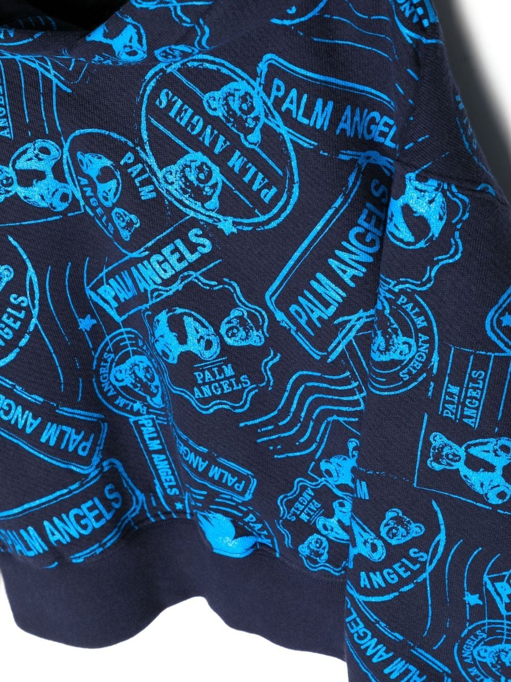 Shop Palm Angels Graphic-print Cotton Hoodie In Blue